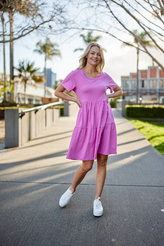 Women's Active Outfit For Fitness Shine On Essentials Empire Line Dress Super Pink