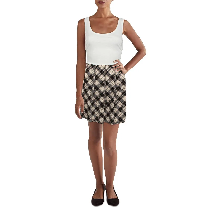 Holiday Gift Guide Sale Kingston Grey Womens Juniors Knit Plaid Fit & Flare Dress