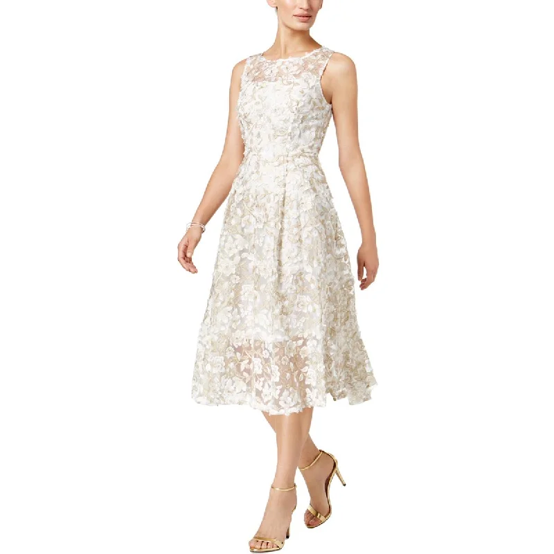 Trendy Women's Apparel for All Seasons Adrianna Papell Womens Metallic Mesh Fit & Flare Dress Trendy Women's Apparel for All Seasons Adrianna Papell Womens Metallic Mesh Fit & Flare Dress
