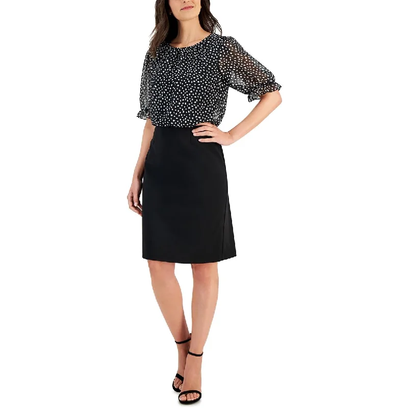 Sale On Clothing Connected Apparel Womens Knee Length Mixed Media Wear To Work Dress