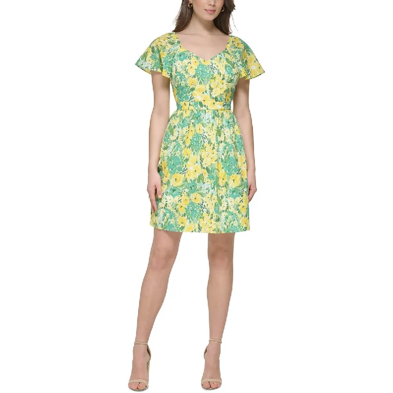 Holiday Gift Guide Sale Kensie Dresses Womens Mini Eyelet Fit & Flare Dress