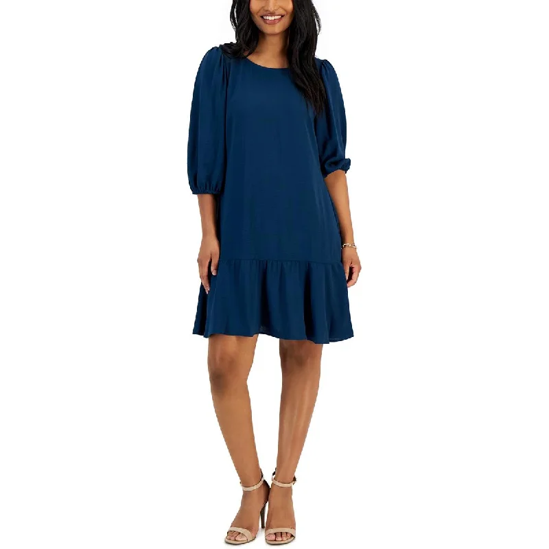 Women's High-End Clothing Connected Apparel Womens Puff Sleeve Mini Sheath Dress