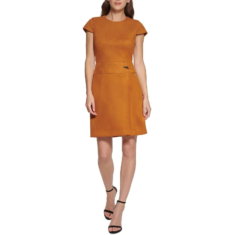 Best Online Boutiques For Women DKNY Womens Faux Suede Panel Sheath Dress