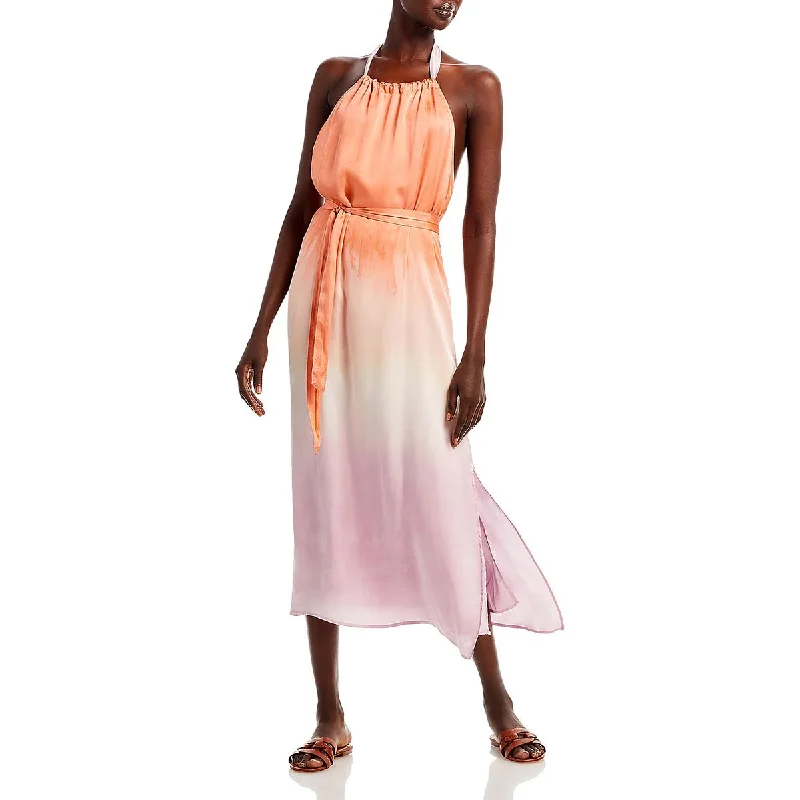 Sustainable Fashion Clothing For Women Bella Dahl Womens Ombre Tie-Waist Halter Dress