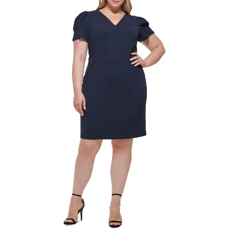 Women's Office Clothing DKNY Womens Plus Puff Sleeve Knee Sheath Dress