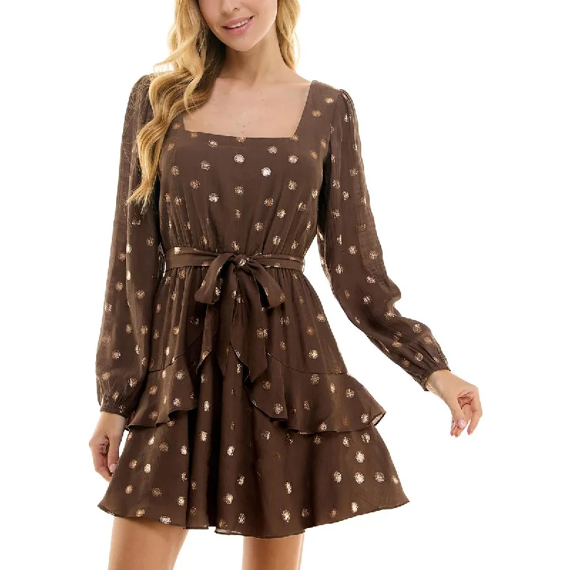 Women's Party Outfit City Studios Womens Juniors Daytime Mini Fit & Flare Dress
