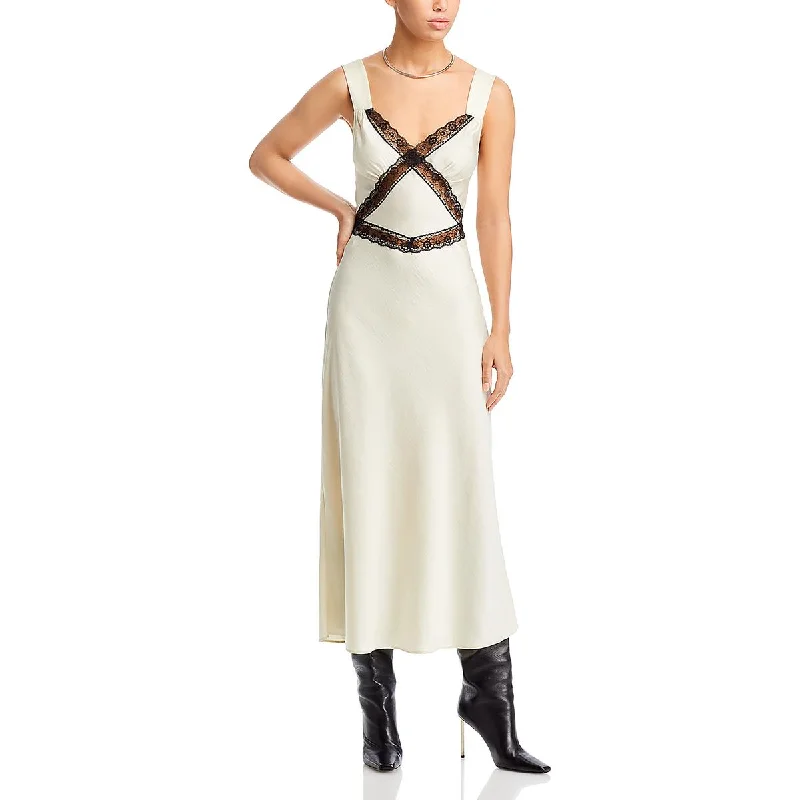 Women's Elegant Outfit Bardot Womens Emory Lace Trim Long Slip Dress