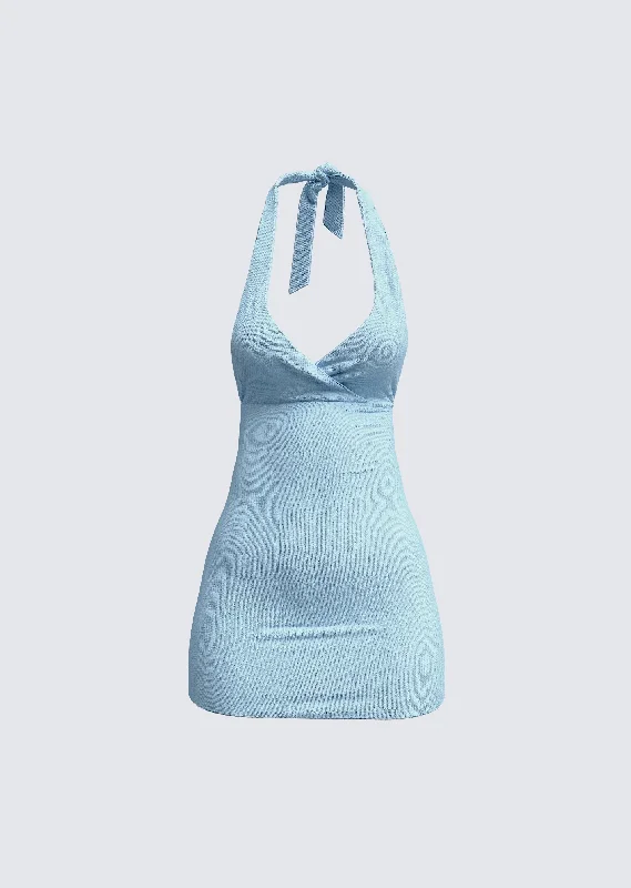 Women's Casual Outfit Dani Blueberry Halter Dress
