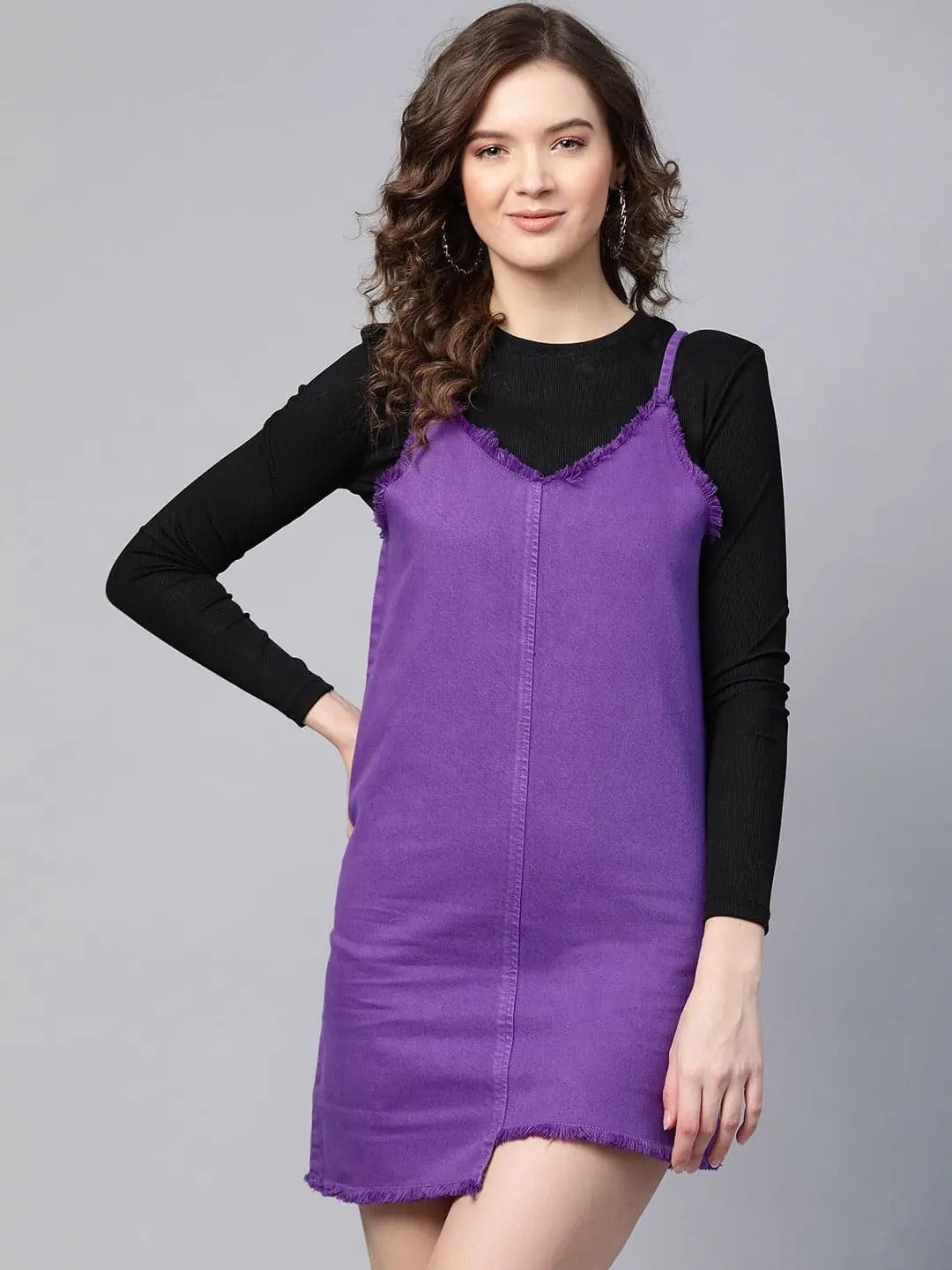 Festival Fashion Purple Denim Short Slip Dress