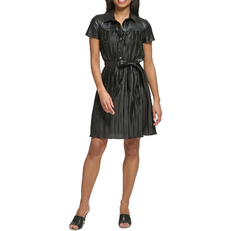 Sale On Clothing DKNY Womens Gathered Pleated Fit & Flare Dress