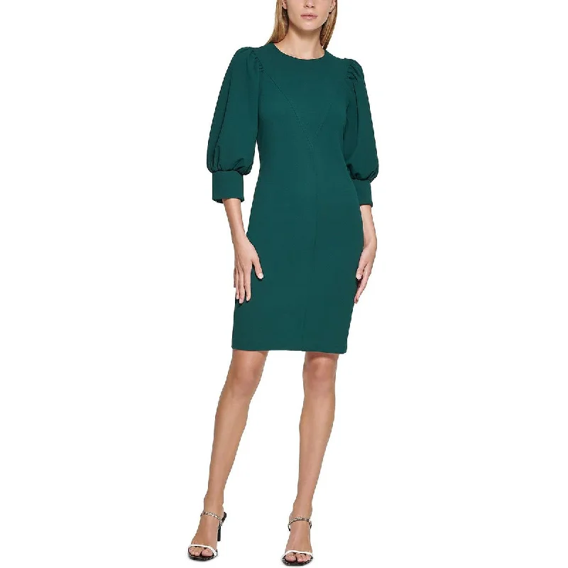 Luxury Women's Clothing Calvin Klein Womens Gathered Above Knee Sheath Dress