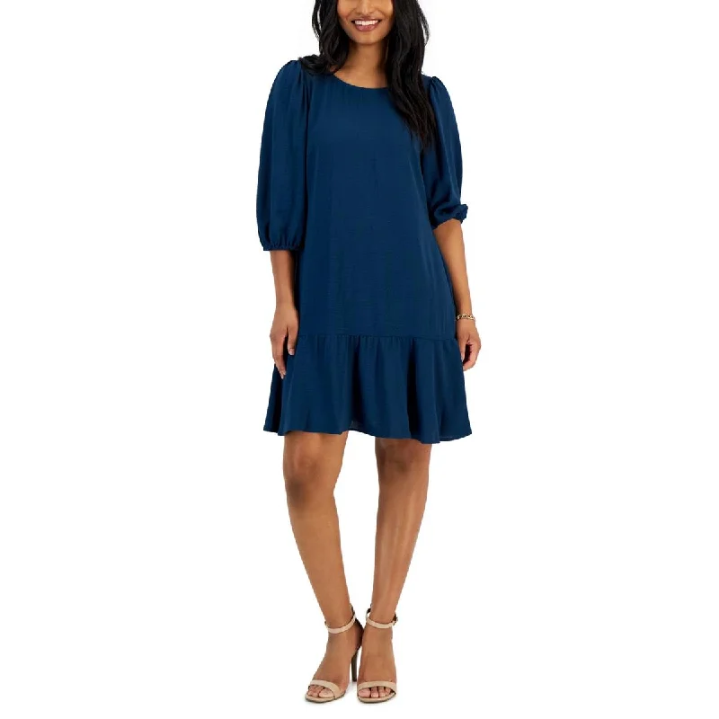 Women's Work Outfit Connected Apparel Womens Petites Ruffled Polyester Sheath Dress