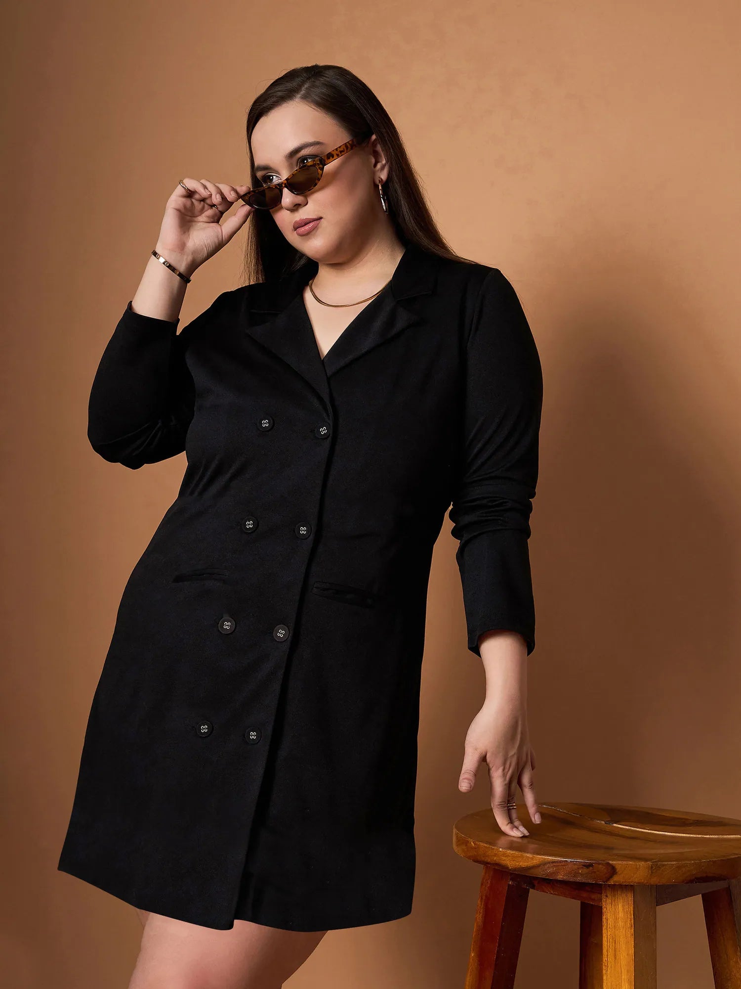 Women's Occasion Wear Clothing Women Black Short Blazer Dress-SFDRSS12460
