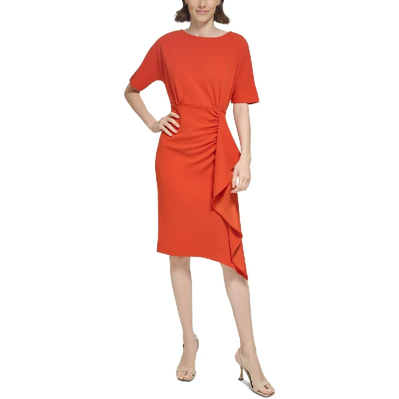 Versatile Outfits Calvin Klein Womens Ruffled Crepe Sheath Dress