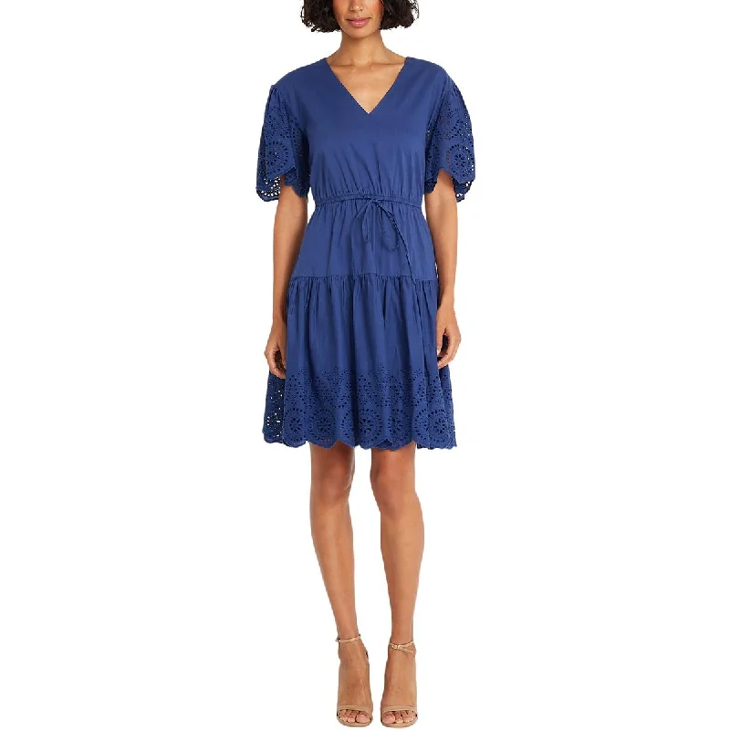 Affordable Trendy Clothes For Women Maggy London Womens Eyelet Short Fit & Flare Dress