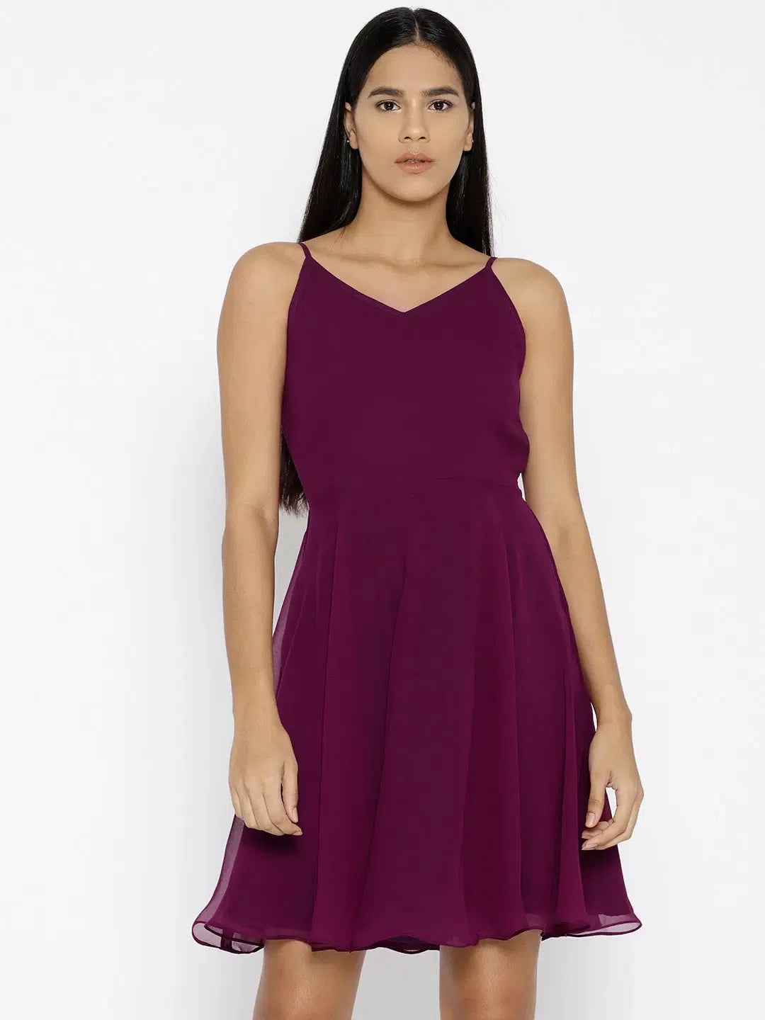 Plus Size Women's Fashion and Clothing Back knot short skater Dress in Purple