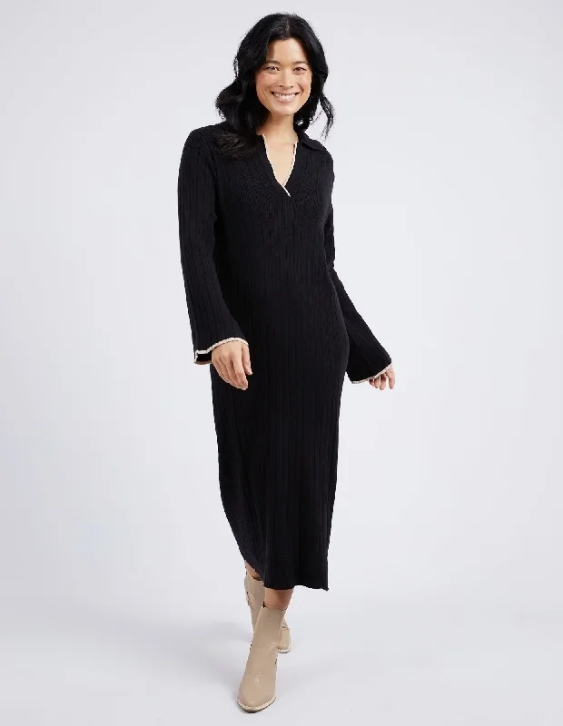 Women's Fashion Essentials Elm Maple Knit Dress Black