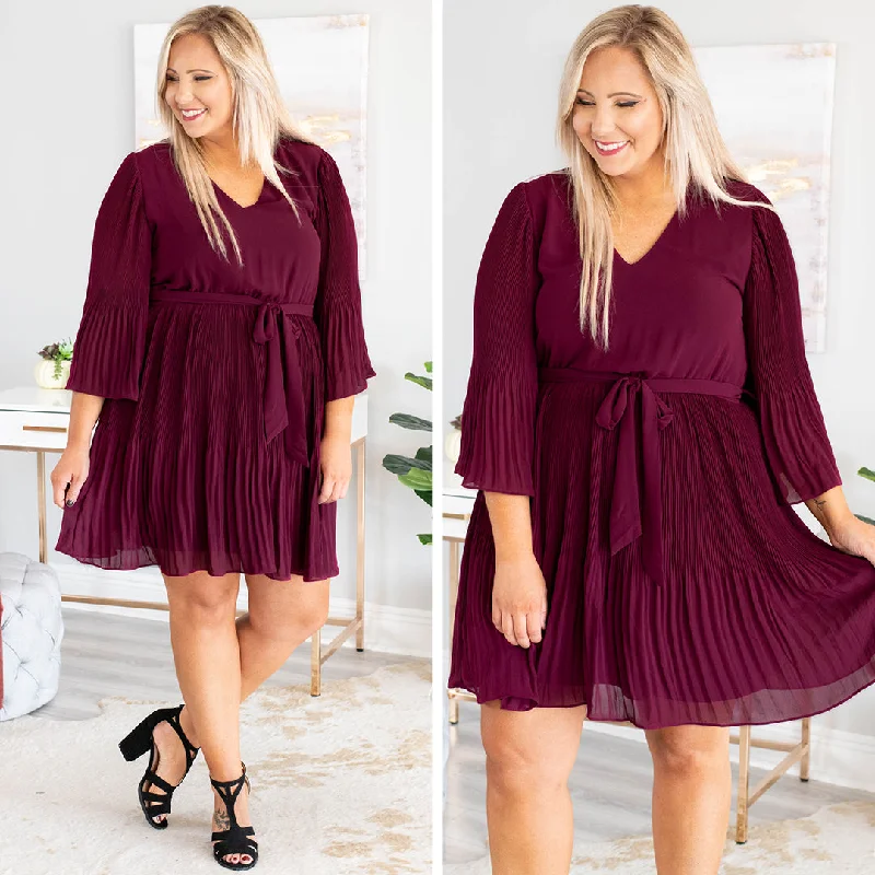 Casual Clothing for Women Spinning Around The Dance Floor Dress, Wine