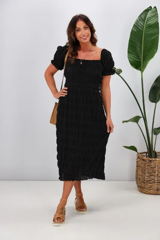 Best Online Women's Boutiques Shine On Label Lucian Textured Dress Black