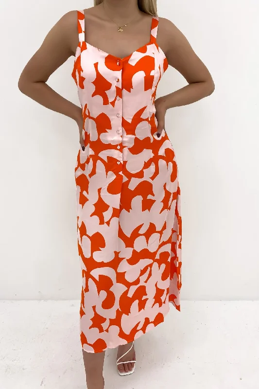 Classic Women's Fashion Calypso Dress Calypso Print Orange