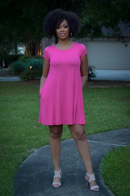 Affordable Luxury Women's Garments Jillian Swing Dress in Fuchsia
