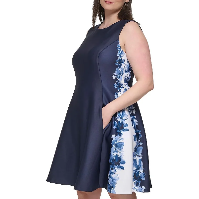 Women's Clothing For Outdoor Events DKNY Womens Plus Side-Panel Short Fit & Flare Dress