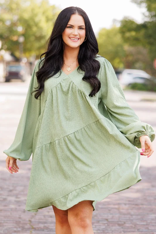 Women's Active Clothing Every Cloud Has A Silver Lining Dress, Avocado
