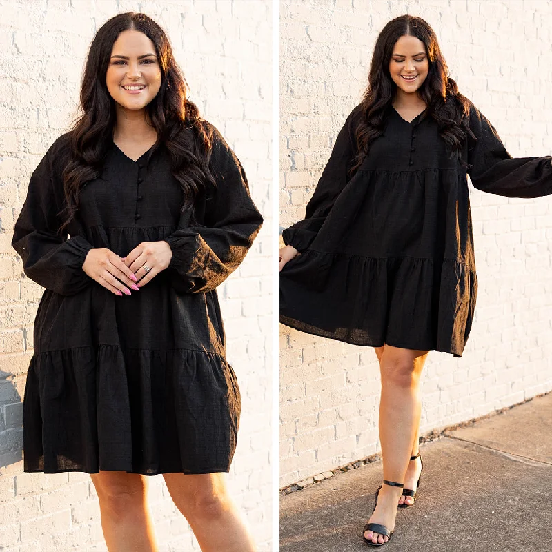 Women's Relaxed Clothes My Heart Goes On Dress, Black