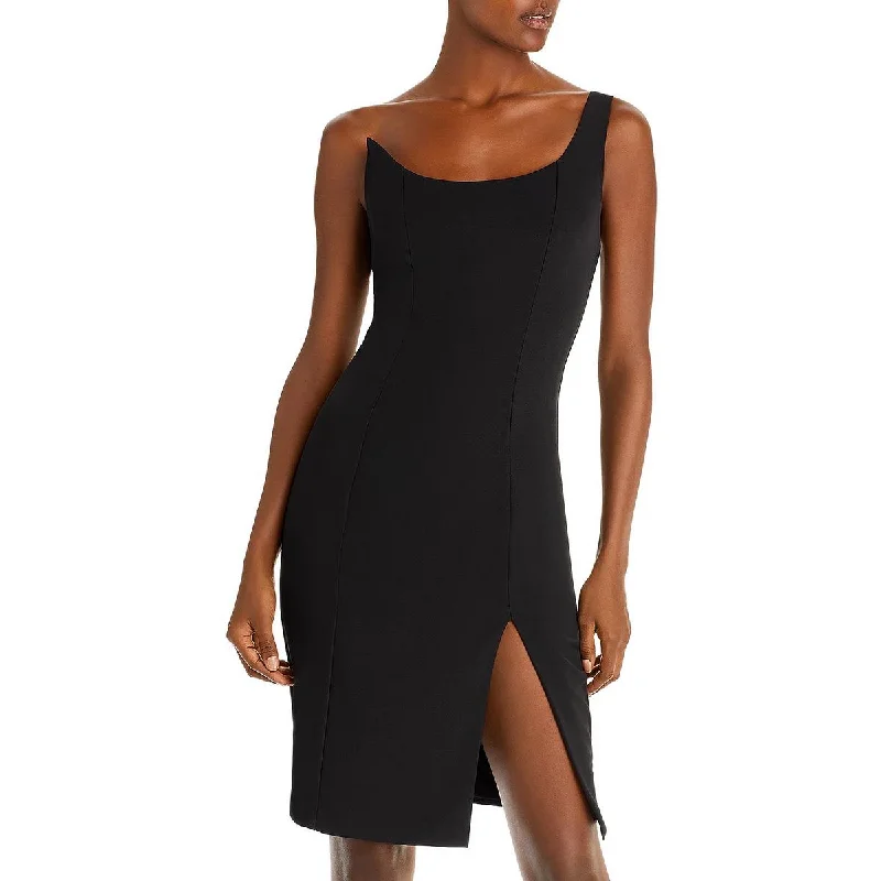 Casual Chic Clothing Black Halo Womens Spice Sateen One Shoulder Sheath Dress