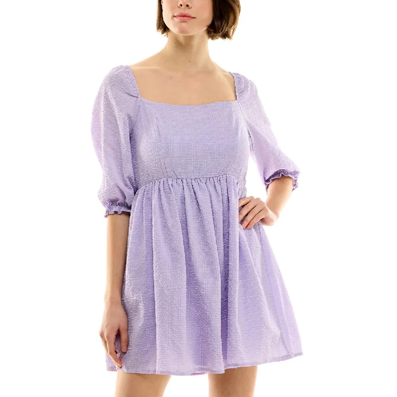 Women's Trendy Outfits Emerald Sundae Womens Juniors Daytime Mini Babydoll Dress