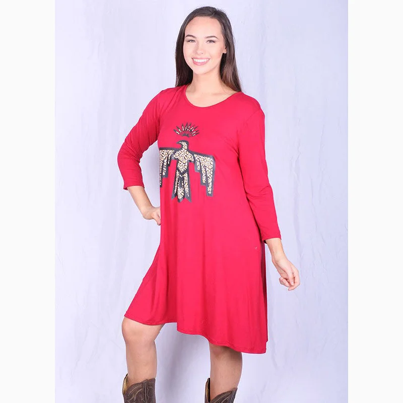 Women's Travel Garments Lady's World Women's Red Cheetah Thunderbird Dress
