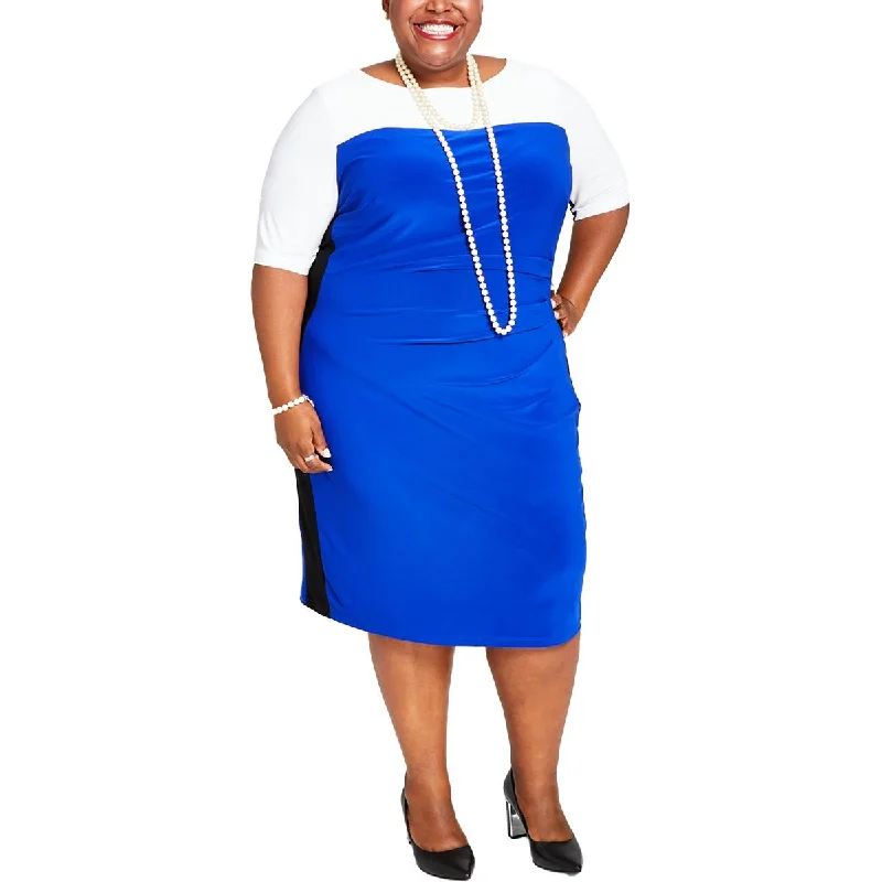 Women's Evening Clothing Kasper Womens Plus Colorblock Office Wear To Work Dress