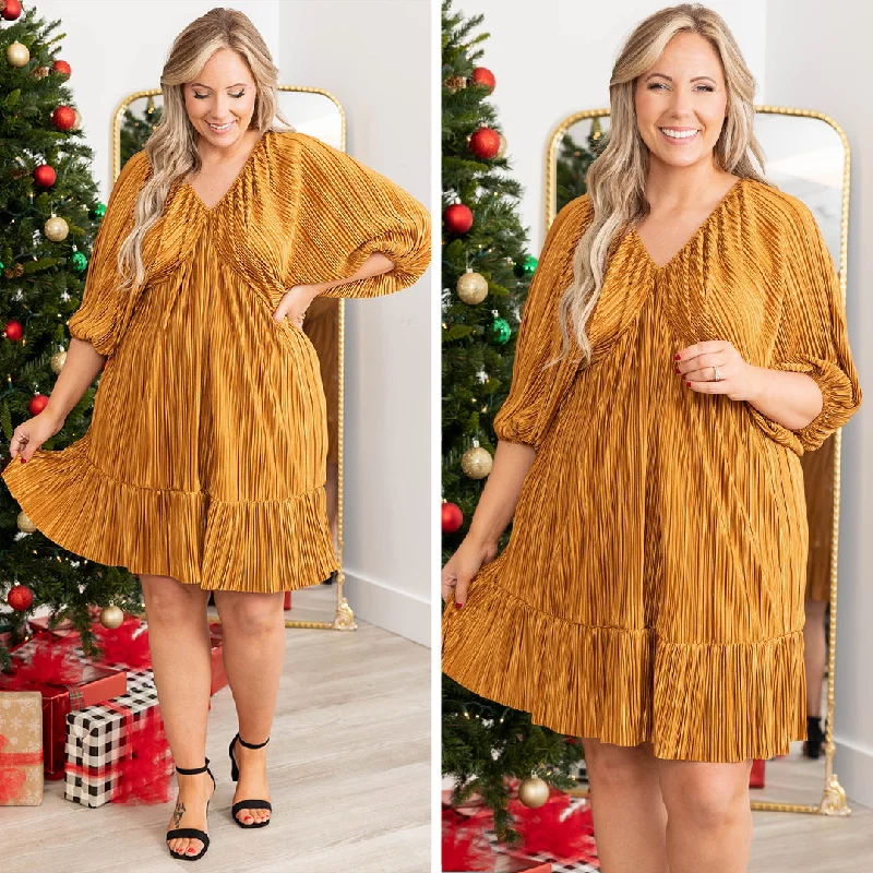 Online Boutiques Midas Touch Dress, Gold