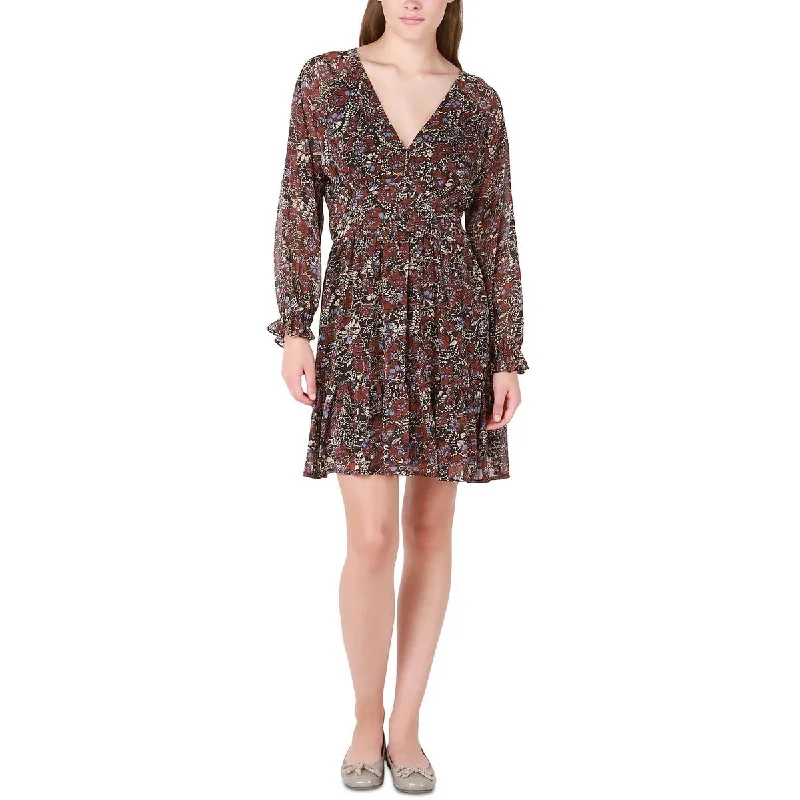 Women's Outdoor Activity Garments Black Tape_ Womens V-Neck Knee Fit & Flare Dress