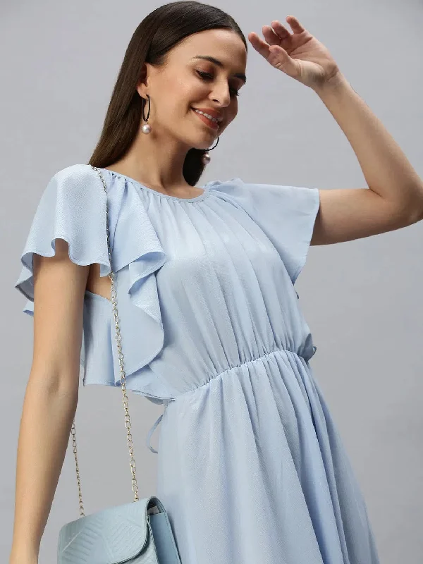 Women's Evening Clothing Women's A-Line Blue Dress-AE-9874-Blue