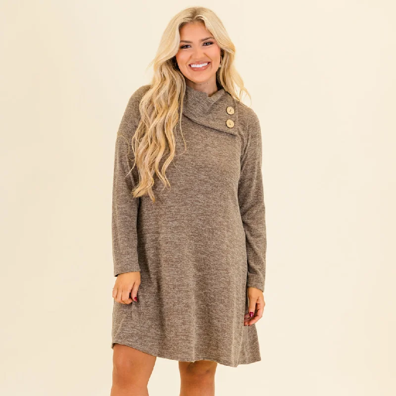 Women's Elegant Formal Outfit Lose My Breath Dress, Mocha