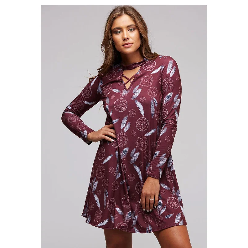 Women's Apparel And Garments Women's Burgundy Dream Catcher Anabel Dress