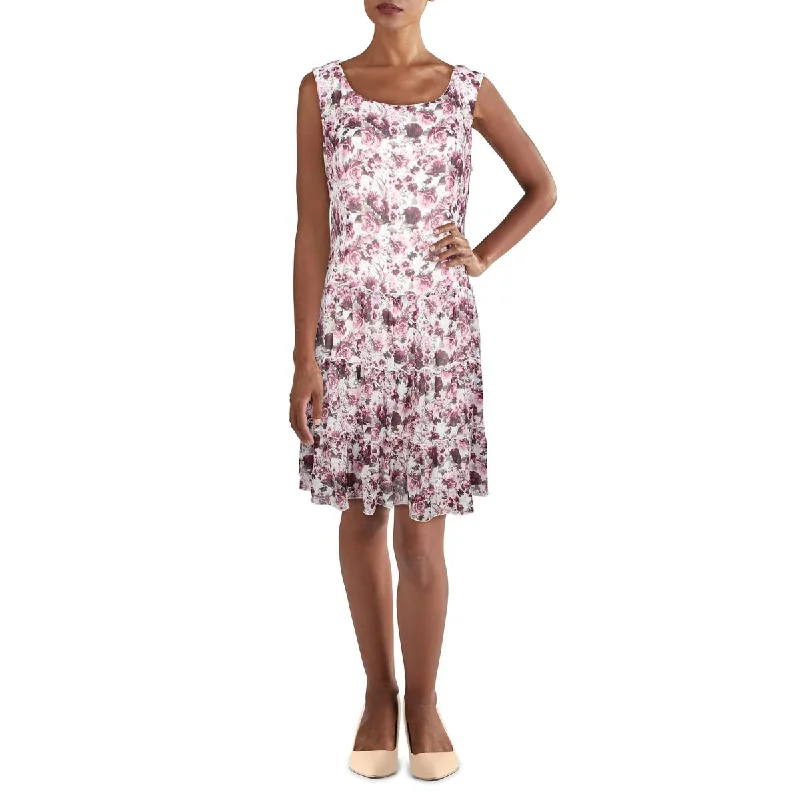 Designer Women's Fashion Online Connected Apparel Womens Petites Chiffon Tiered Fit & Flare Dress