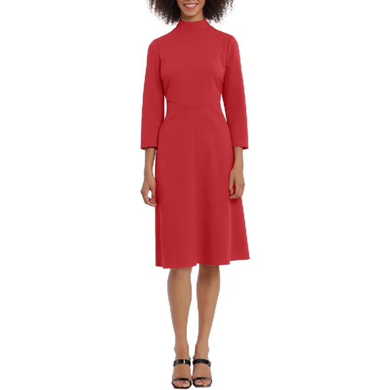 Festival Fashion Maggy London Womens Pintuck Mid Calf Fit & Flare Dress