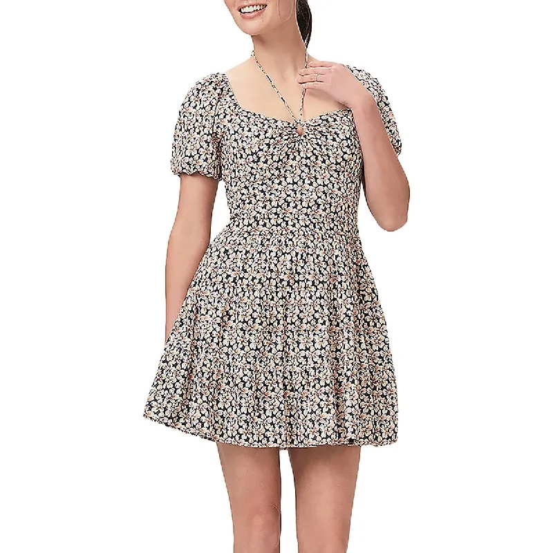 Clearance Sale Paige Womens Puff Sleeve Mini Fit & Flare Dress