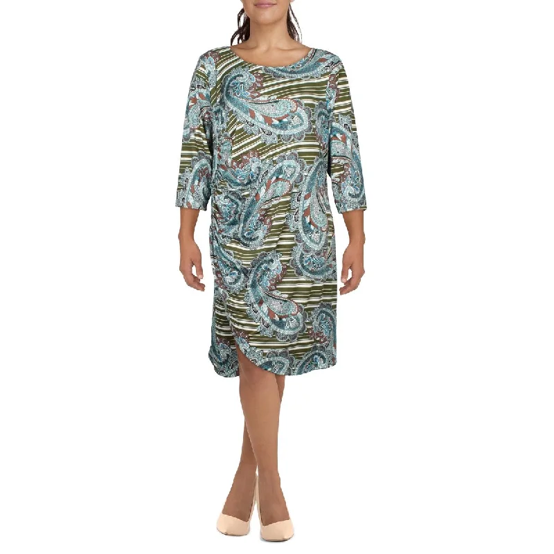 Premium Fashion 24seven Comfort Apparel Womens Plus Jersey Paisley Sheath Dress
