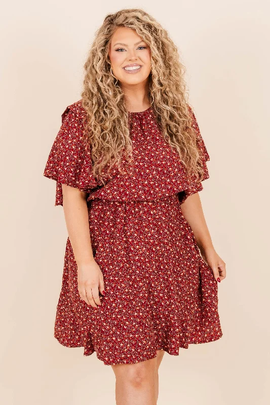 Vintage-Inspired Women's Clothes Bask In Every Moment Dress, Burgundy