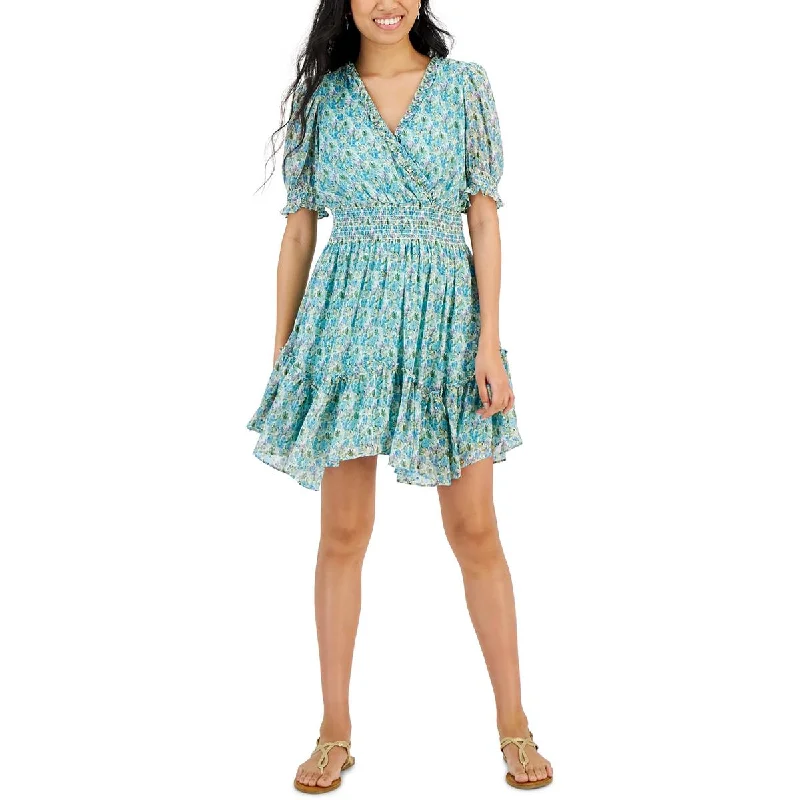 Women's Classic Outfit Taylor Womens Metallic Above Knee Fit & Flare Dress