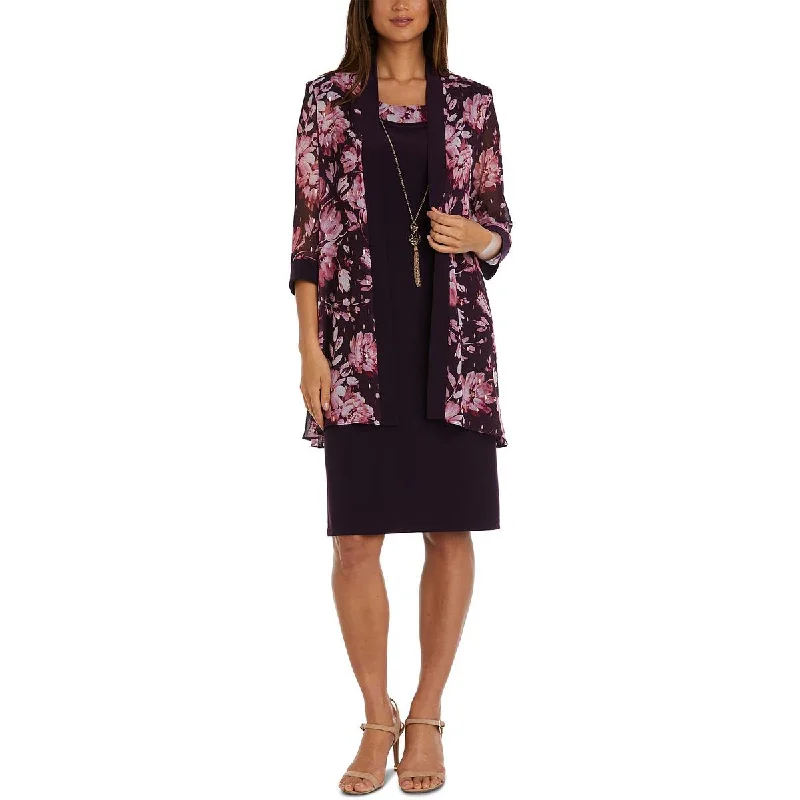 Women's Evening Clothes R&M Richards Womens Metallic Knee-Length Two Piece Dress