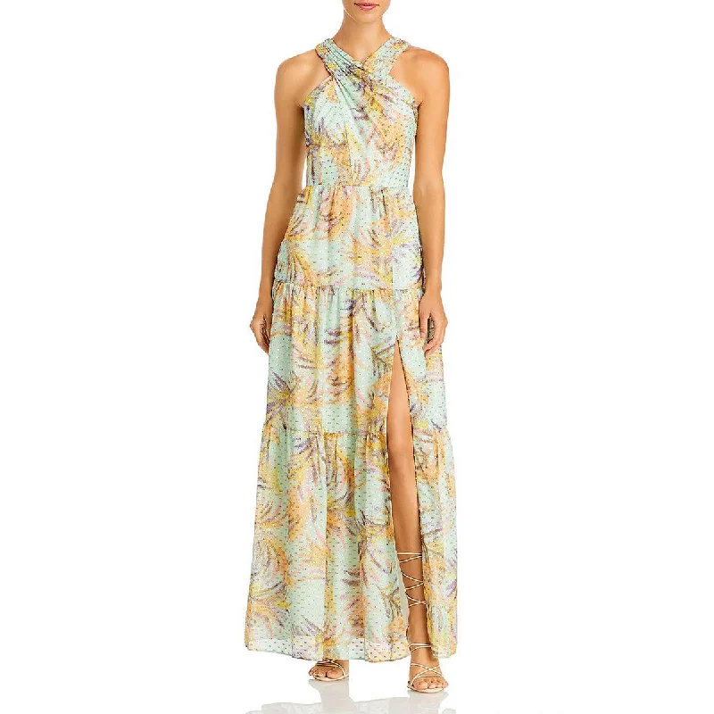 High-Quality Women's Fashion Dresses Aidan Mattox Womens Metallic Maxi Halter Dress