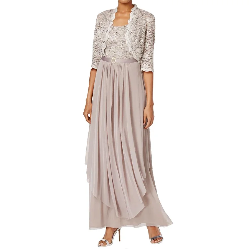 Women's Trendy Outfits R&M Richards Women's 2 Piece Lace Mother Of the Bride Dress and Shrug Set