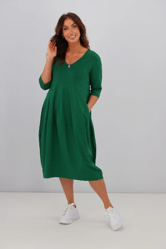 Sale For Women Tirelli V Neck Diagonal Seam Dress Emerald