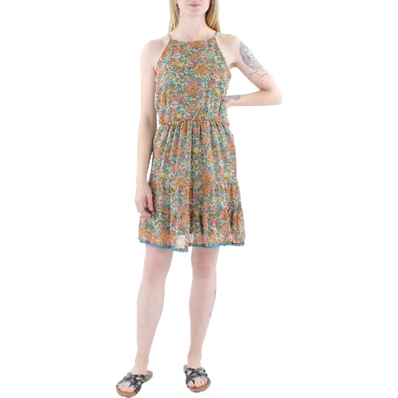 Festival Fashion BCX Womens Juniors Metallic Short Halter Dress