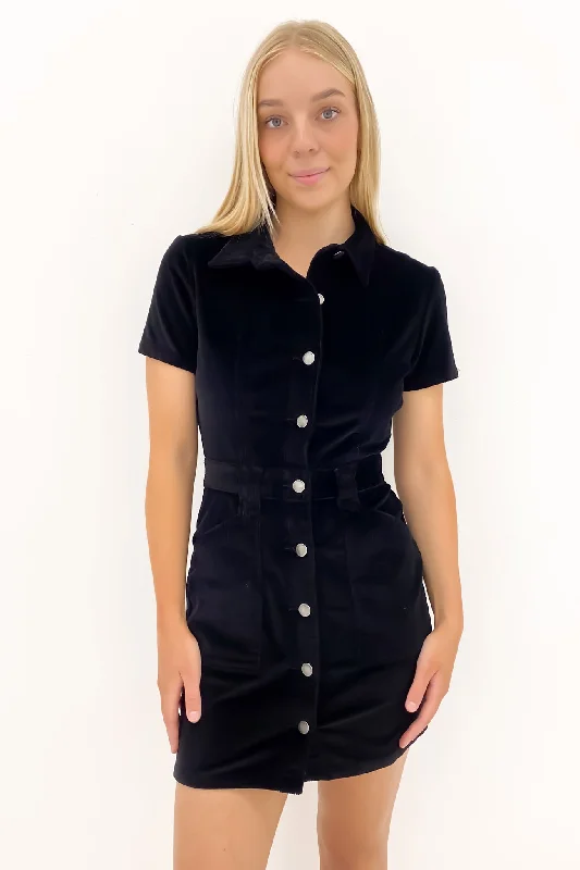 Women's Trendy Casual Clothes Nadia Cord Dress Black