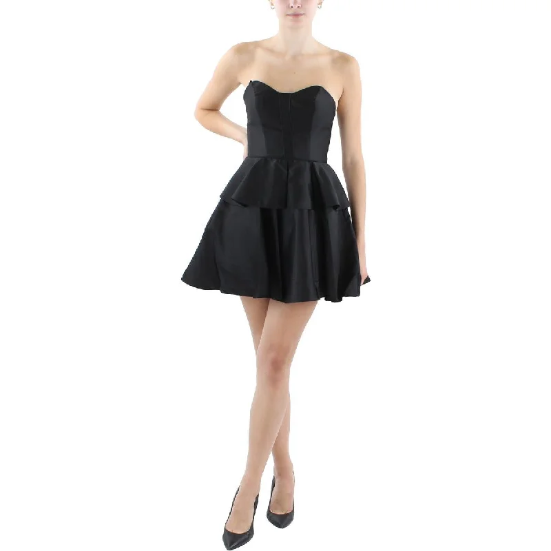 Women's Travel Garments Blondie Nites Womens Juniors Ruffled  Fit & Flare Dress